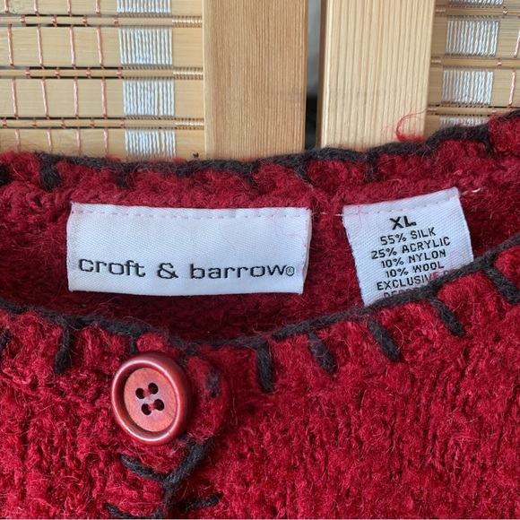 Croft & Barrow Christmas Snowman Cardigan Sweater Silk Wool Blend XL - Picture 4 of 4